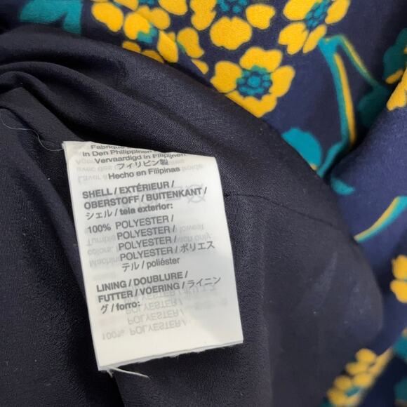 J. CREW Golden Floral Wrap Dress 365 Crepe Blue Yellow {PP39} - Picture 7 of 8